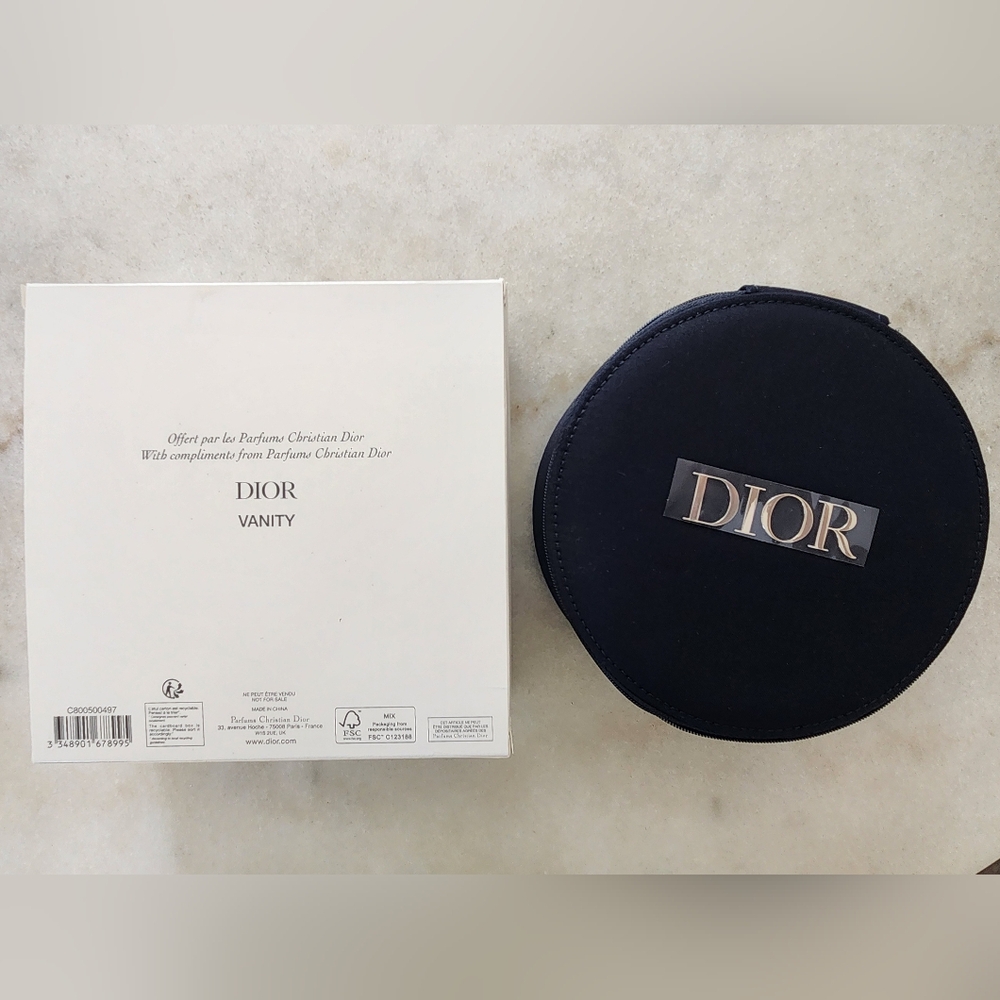 DIOR Round Vanity Makeup Case Navy Blue - Picture 2 of 3